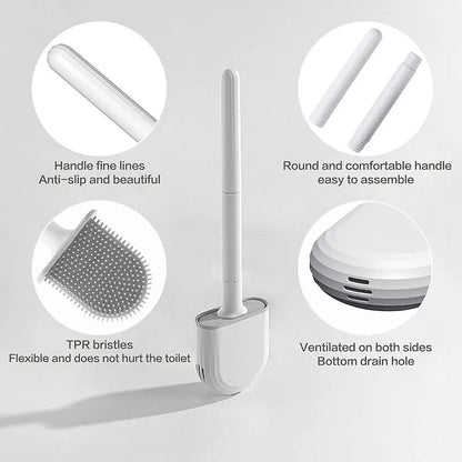 Hanging Silicone Toilet Brush With Holder Flexible Bathroom Cleaner